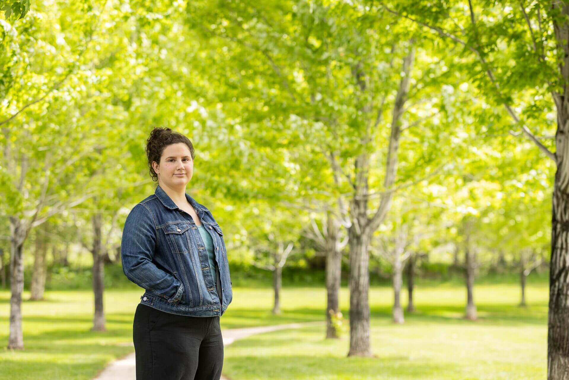 Young woman standing in Sun Valley park