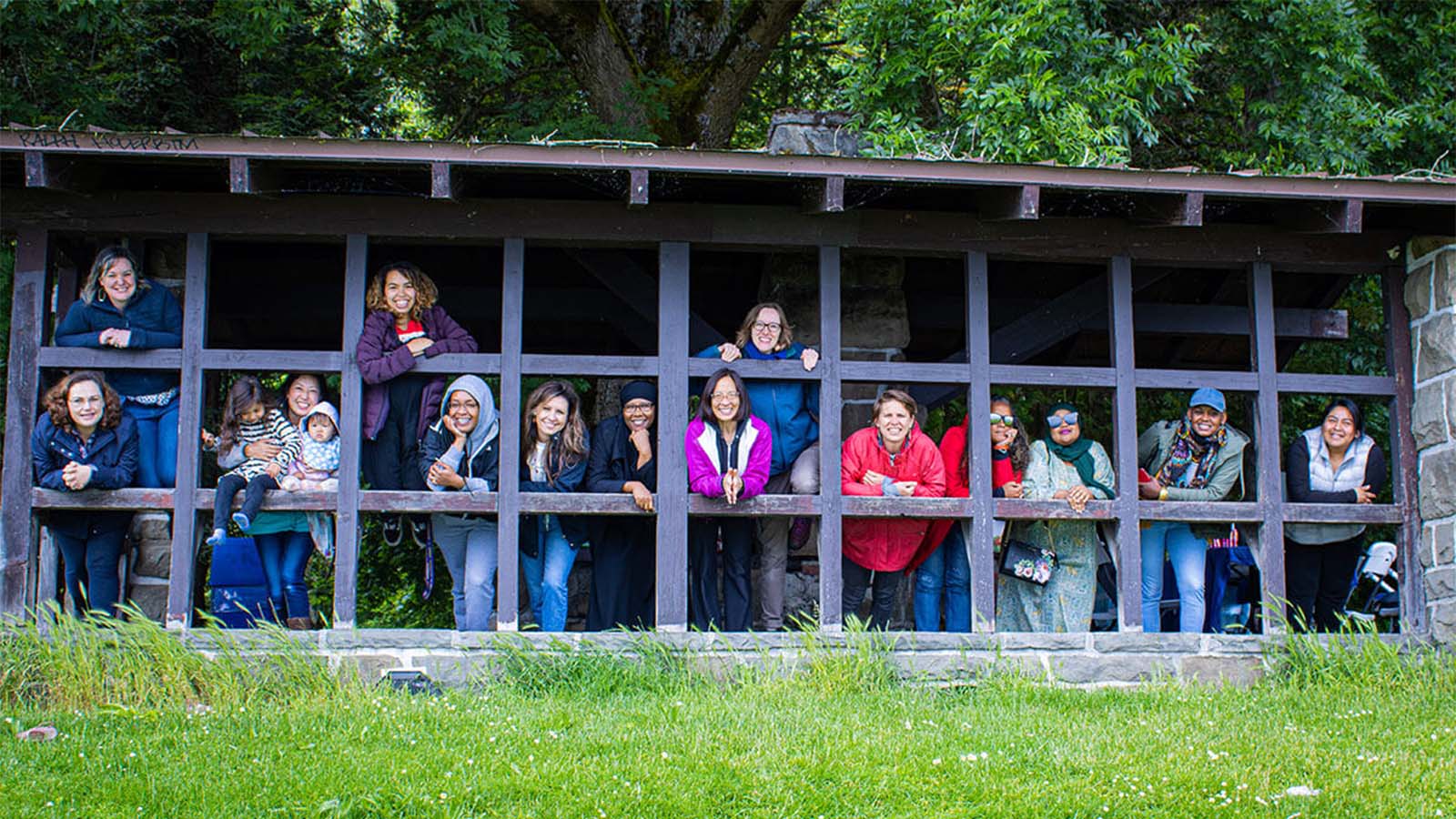 Mindfulness team outside looking at the camera