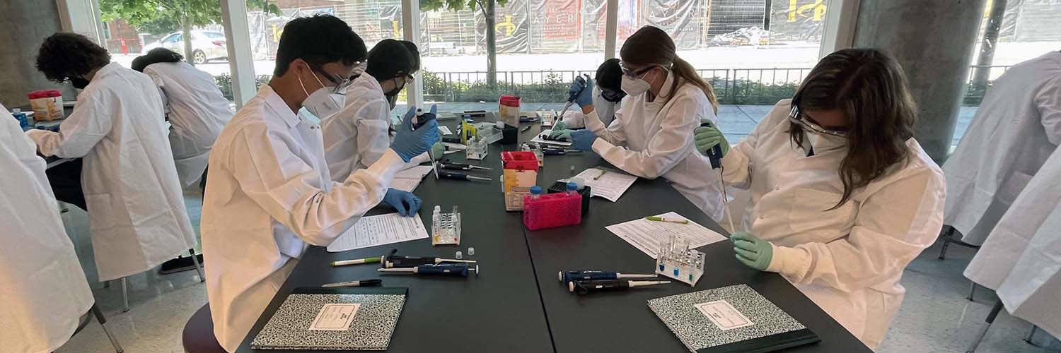 High school students working in the Science Discovery Lab